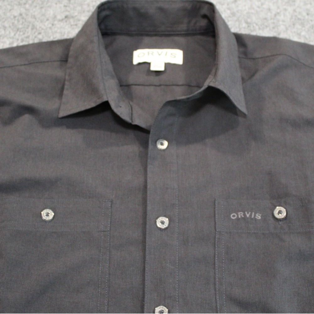 Orvis Classic Collection Mens Short Sleeve Button Down Shirt‎ Gray S CH